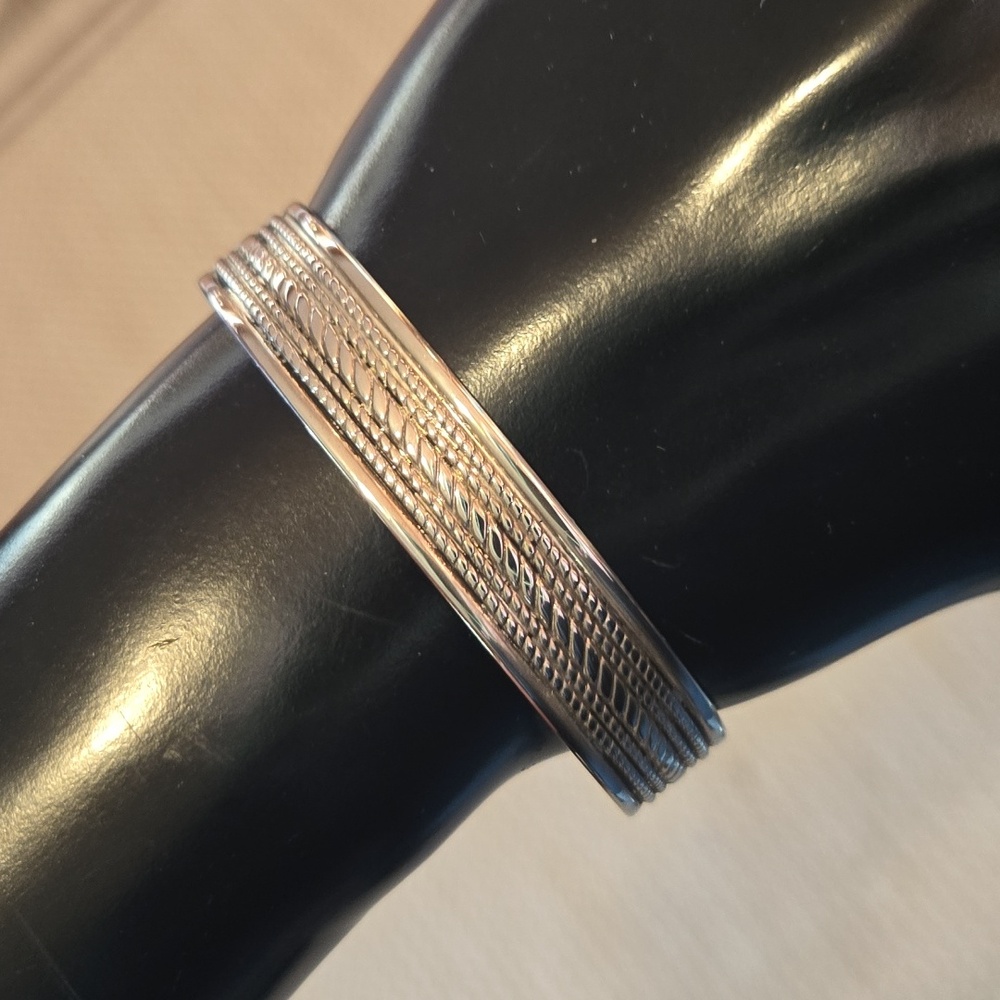 Silver Tone Embossed Cuff Bracelet